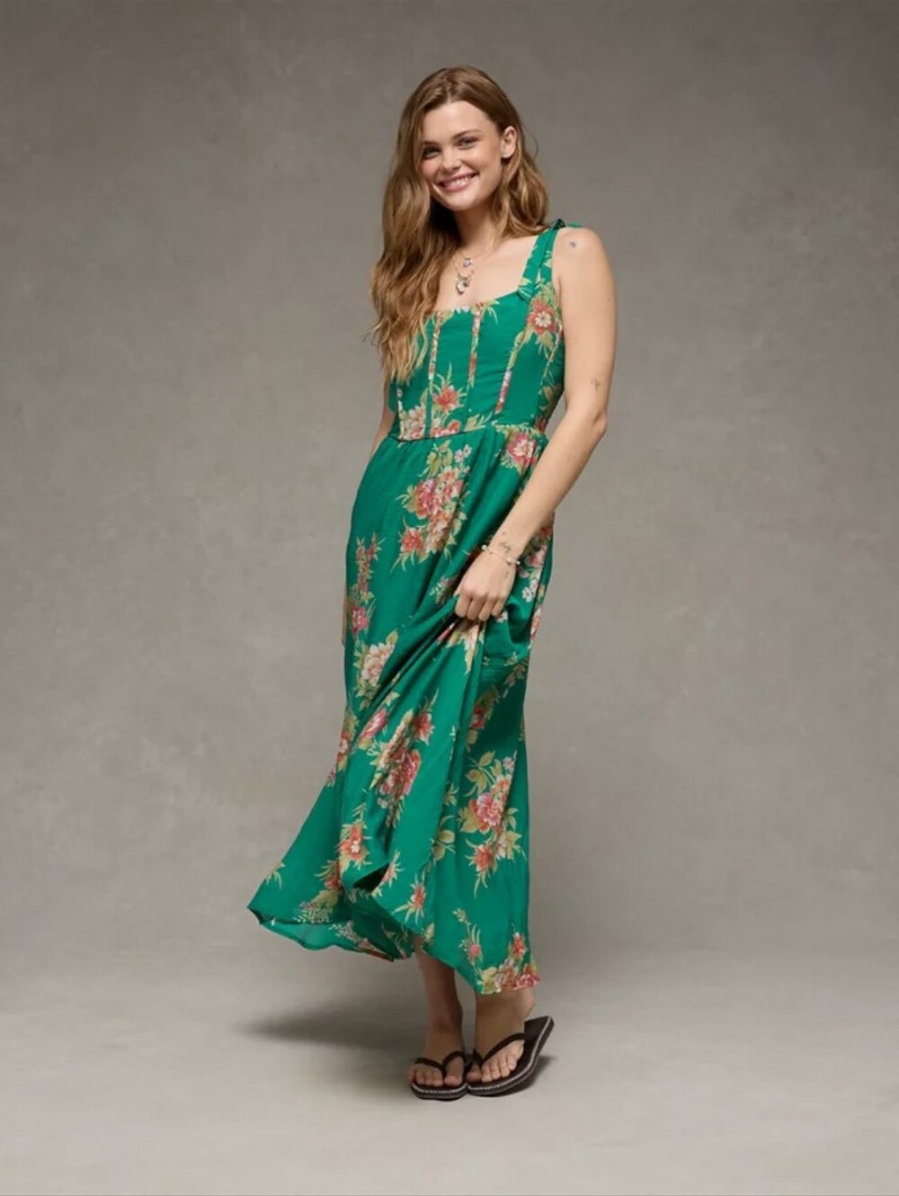 American Eagle AE Tie-Strap Corset Maxi Dress (Medium) - Excellent Condition